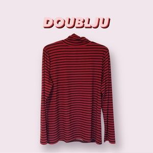Black & Red Stripped long sleeve turtle neck shirt.
